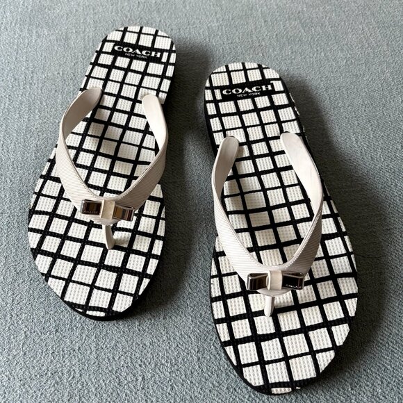 Coach Flip Flops with Bow Detail - Picture 2 of 5